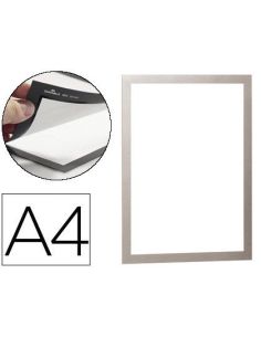 Marco Porta Anuncios Durable Magnetico Din A4 Dorso Adhesivo Removible Color Plata Pack De 2 Unidades