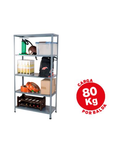 Estanteria Metalica Ar Storage 180X90X40 Cm 5 Estantes 80 Kg Por Estante Color Gris