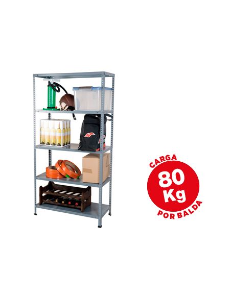 Estanteria Metalica Ar Storage 180X90X40 Cm 5 Estantes 80 Kg Por Estante Color Gris
