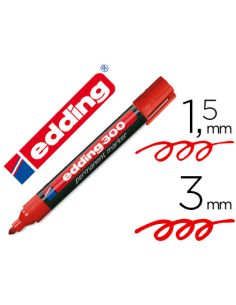 Rotulador Edding Marcador Permanente 300 Rojo Punta Redonda 1,5-3 Mm Recargable