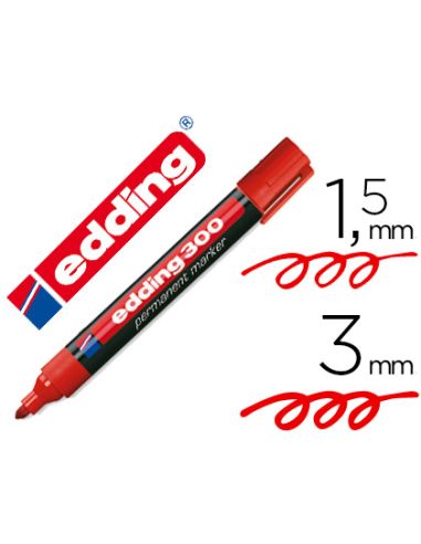 Rotulador Edding Marcador Permanente 300 Rojo Punta Redonda 1,5-3 Mm Recargable