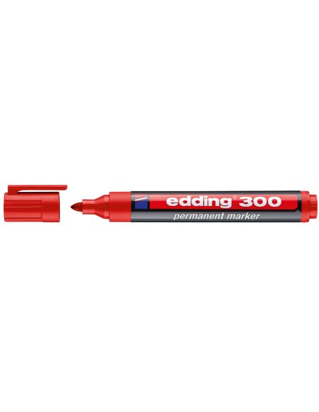 Rotulador Edding Marcador Permanente 300 Rojo Punta Redonda 1,5-3 Mm Recargable