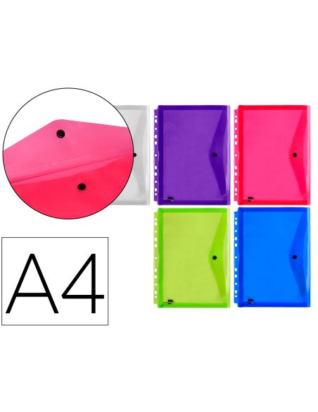 Carpeta Liderpapel Dossier Broche 36669 Polipropileno Din A4 Pack De 5 Col.Surtidos Transparente Multitaladro
