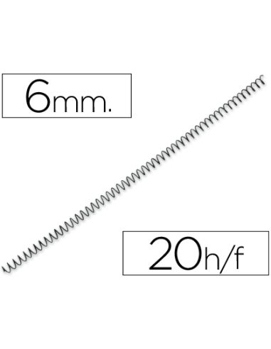 Espiral Metalico Q-Connect 64 5:1 6Mm 1Mm Caja De 200 Unidades