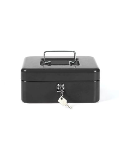 Caja Caudales Q-Connect 8" 200X160X90 Mm Negra Con Portamonedas