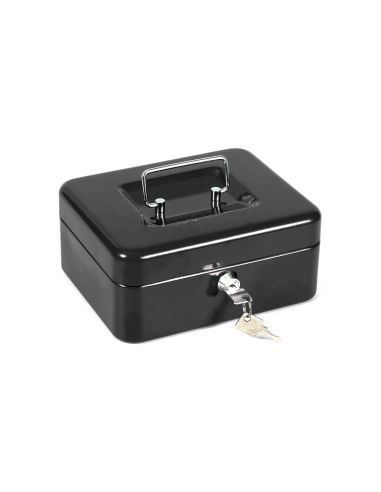 Caja Caudales Q-Connect 8" 200X160X90 Mm Negra Con Portamonedas