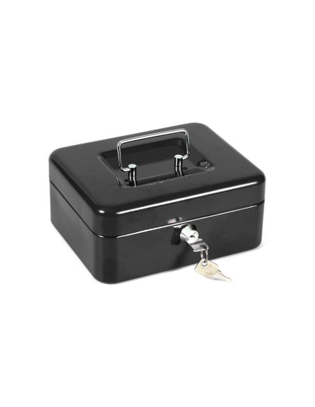 Caja Caudales Q-Connect 8" 200X160X90 Mm Negra Con Portamonedas