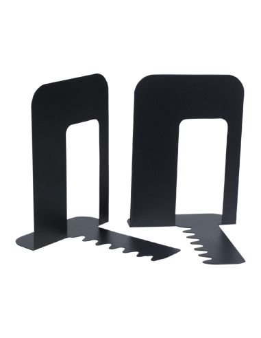 Apoyalibros Metalico Q-Connect Kf00837 Negro Juego De 2 165X127X165Mm