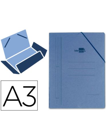 Carpeta Liderpapel Gomas Tres Solapas Carton Prespan A3 Color Azul
