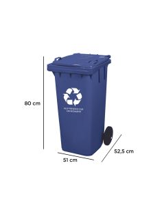 Papelera Contenedor Q-Connect Plastico Con Tapadera 100L Color Azul 800X510X525 Mm Con Ruedas 2