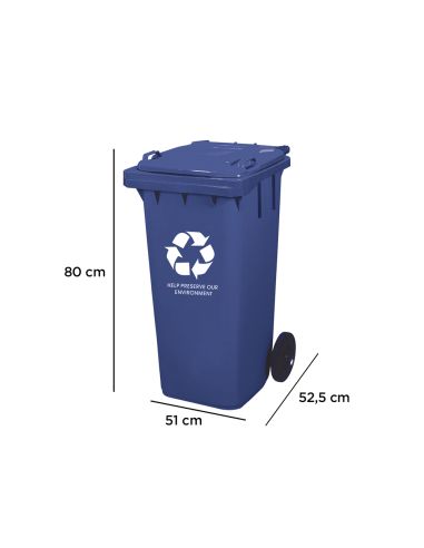 Papelera Contenedor Q-Connect Plastico Con Tapadera 100L Color Azul 800X510X525 Mm Con Ruedas