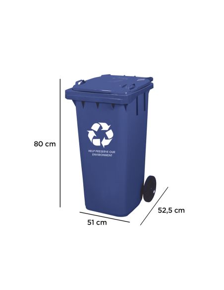Papelera Contenedor Q-Connect Plastico Con Tapadera 100L Color Azul 800X510X525 Mm Con Ruedas