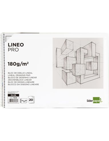 Bloc Dibujo Liderpapel Lineal Espiral 230X325Mm 20 Hojas 180 Gr/M2 Con Recuadro Perforado