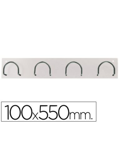 Perchero Metalico 611 Pared 4 Colgadores Color Blanco 55X10X5 Cm