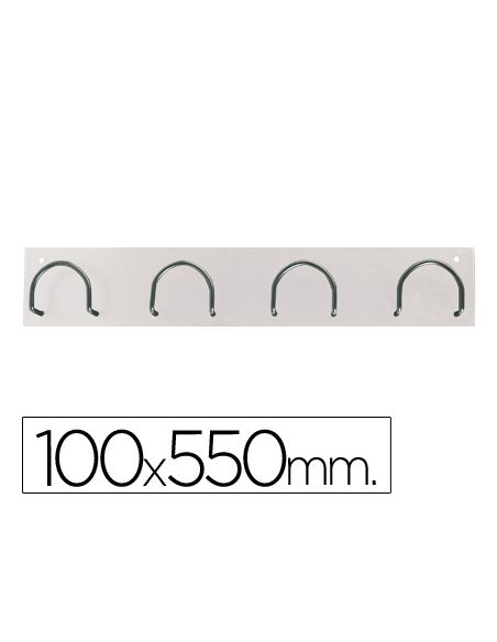 Perchero Metalico 611 Pared 4 Colgadores Color Blanco 55X10X5 Cm
