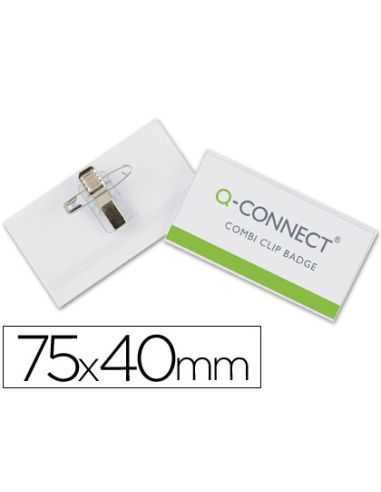 Identificador Q-Connect Con Pinza E Imperdible Kf01568 40X75 Mm