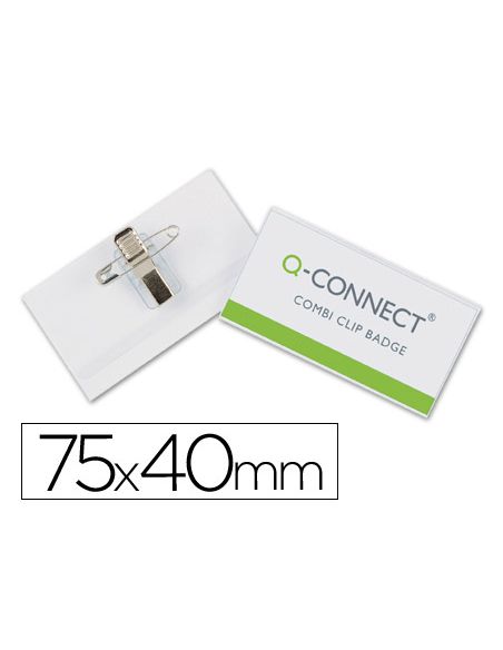 Identificador Q-Connect Con Pinza E Imperdible Kf01568 40X75 Mm