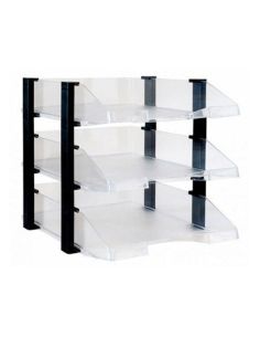 Bandeja Sobremesa Archivo 2000 Plastico Transparente Con Elevadores Negro Conjunto De 3 Bandejas 28X285X350 Mm