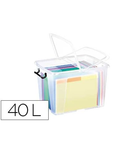 Contenedor Plastico Cep 40 Litros 397X498X329 Mm Transparente Con Tapa Y Cierre Hermetico