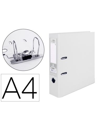 Archivador De Palanca Liderpapel A4 Documenta Forrado Pvc Con Rado Lomo 75Mmblanco Compresor Metalico