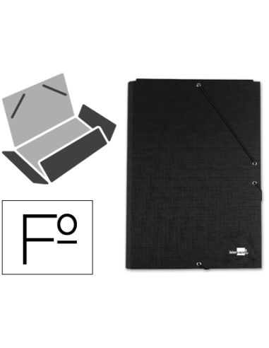 Carpeta Liderpapel Gomas Tres Solapas Carton Forrado Folio Color Negro