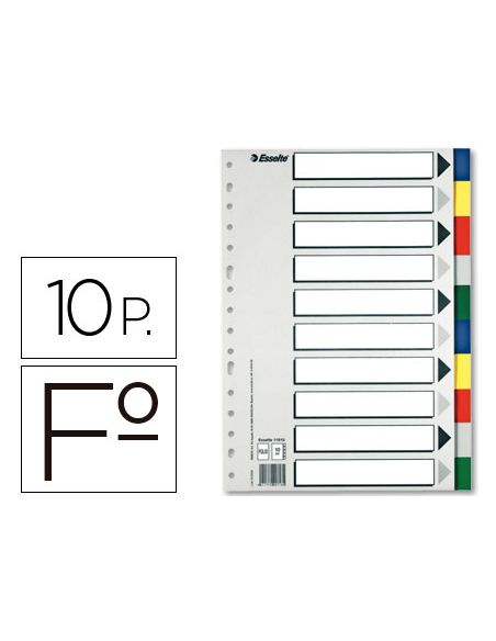 Separador Esselte Plastico Juego De 10 Separadores Folio Con 5 Colores Multitaladro