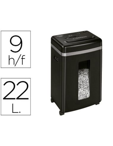 Destructora De Documentos Fellowes 450M Capacidad De Corte 9 Hojas Destruye Grapas Clips Tarjetas Y Cd 22 Litros