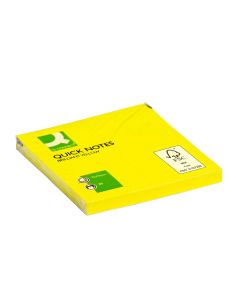 Bloc De Notas Adhesivas Quita Y Pon Q-Connect 76X76 Mm Amarillo Neon 80 Hojas 2