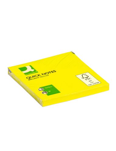 Bloc De Notas Adhesivas Quita Y Pon Q-Connect 76X76 Mm Amarillo Neon 80 Hojas