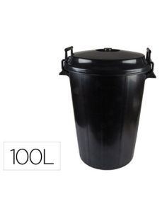 Cubo De Basura Con Tapa Negro 100 L Para Bolsas 85X105 Cm