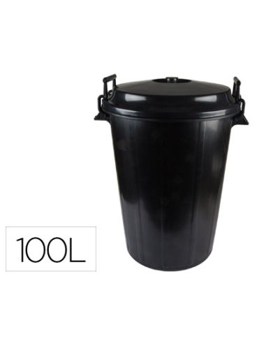 Cubo De Basura Con Tapa Negro 100 L Para Bolsas 85X105 Cm