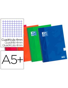 Bloc Espiral Oxford Tapa Extradura Cuarto 80 Hojas Cuadros 4 Mm
