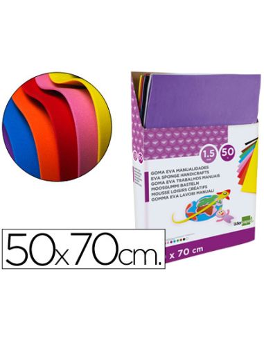 Goma Eva Liderpapel Expositor De 50 Planchasx10 Colores Surtidos 50X70 Cm 1,5 Mm Espesor