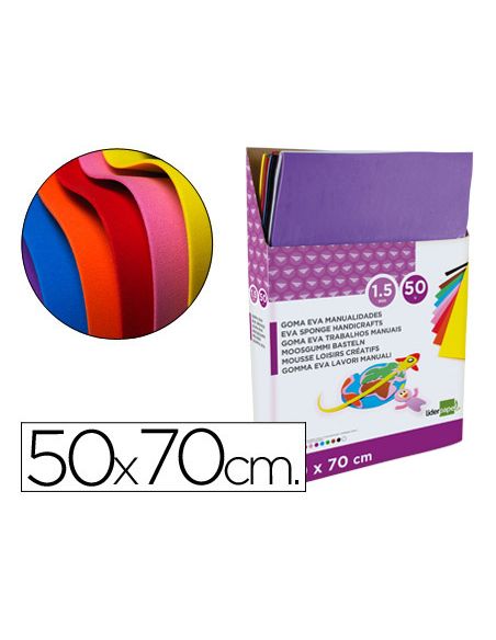 Goma Eva Liderpapel Expositor De 50 Planchasx10 Colores Surtidos 50X70 Cm 1,5 Mm Espesor
