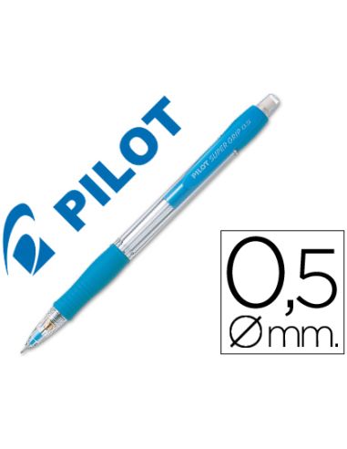Portaminas Pilot Super Grip Celeste 0,5 Mm Sujecion De Caucho