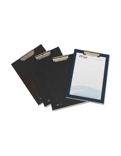 Portanotas Pardo Carton Forrado Pvc Folio Con Pinza Metalica Negro 2