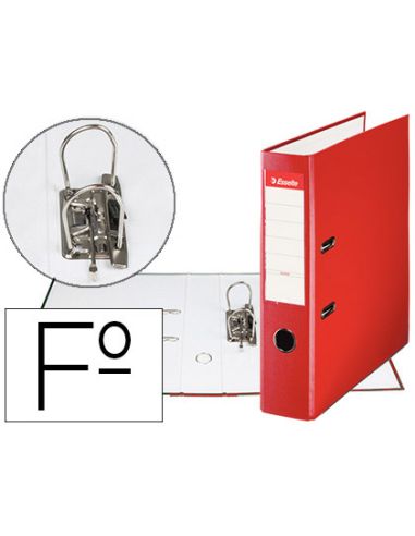 Archivador De Palanca Esselte Carton Forrado Pvc Folio Lomo De 75 Mm Con Rado Rojo