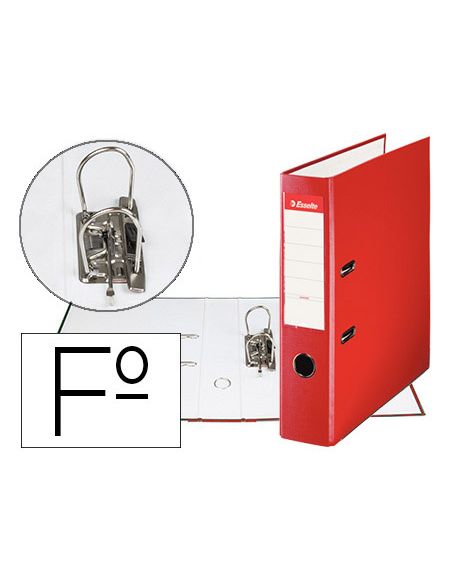 Archivador De Palanca Esselte Carton Forrado Pvc Folio Lomo De 75 Mm Con Rado Rojo