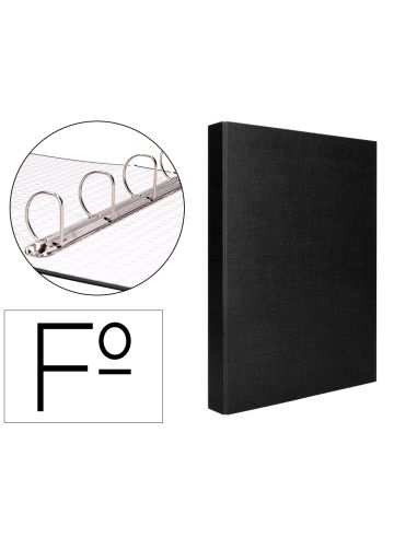 Carpeta De 4 Anillas 40Mm Mixtas Liderpapel Folio Carton Forrado Paper Coat Negra
