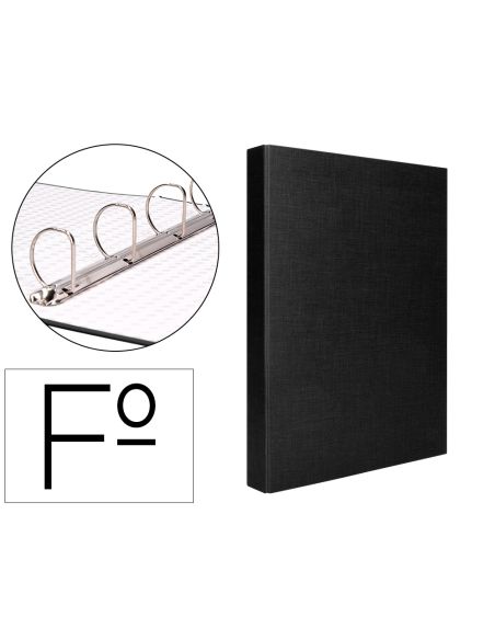 Carpeta De 4 Anillas 40Mm Mixtas Liderpapel Folio Carton Forrado Paper Coat Negra