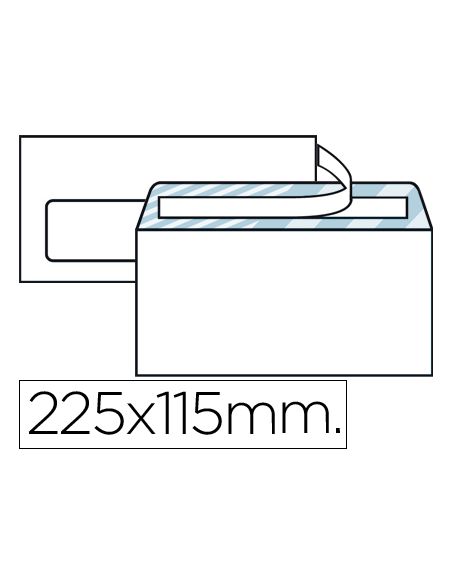 Sobre Liderpapel N.6 Blanco Americano Ventana Izquierda 115X225 Tira Silicona Open System Caja De 500 Unidades