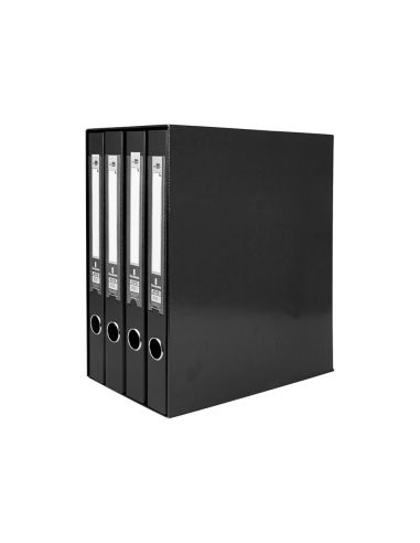 Modulo Liderpapel 4 Archivadores Folio 2 Anillas Mixtas 25Mm Negro|Libreriasalesiana