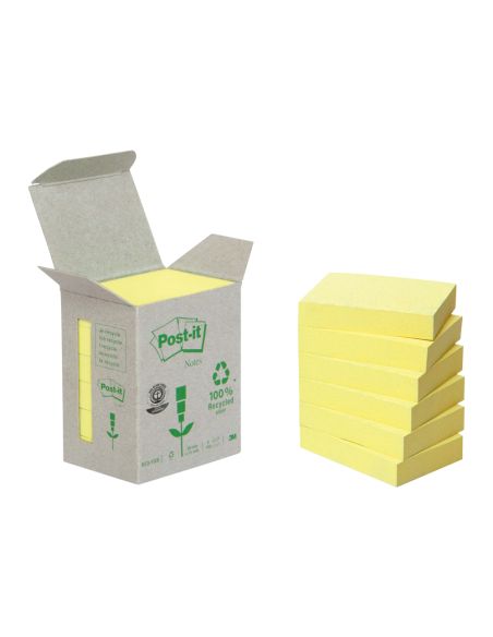 Bloc De Notas Adhesivas Quita Y Pon Reciclada En Torre Post-It 38 X 51 Mm 24 Blocs 653 Reciclado