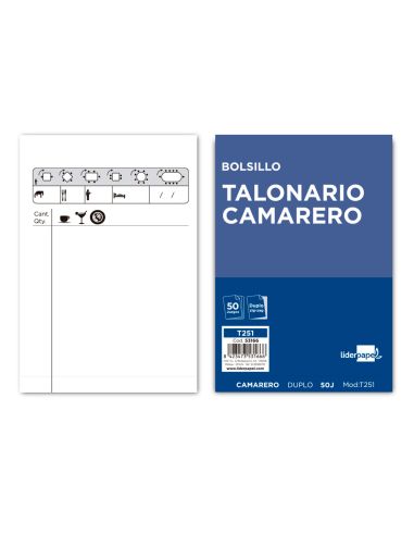 Talonario Liderpapel Camarero Bolsillo Original Y Copia T251 Zig Zag