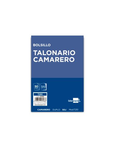 Talonario Liderpapel Camarero Bolsillo Original Y Copia T251 Zig Zag