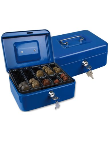 Caja Caudales Q-Connect 8" 200X160X90 Mm Azul Con Portamonedas