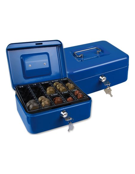 Caja Caudales Q-Connect 8" 200X160X90 Mm Azul Con Portamonedas