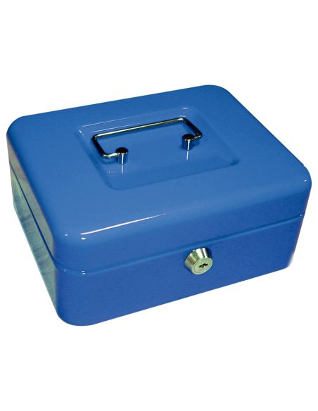 Caja Caudales Q-Connect 8" 200X160X90 Mm Azul Con Portamonedas
