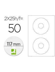 Etiqueta Adhesiva Q-Connect Kf01579 -Tamaño Cd-Rom -Fotocopiadora -Laser -Ink-Jet-Caja Con 25 H/50 Etiquetas