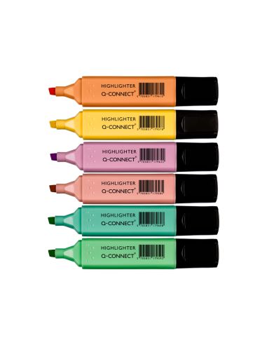 Rotulador Q-Connect Fluorescente Pastel Punta Biselada Estuche De 6 Unidades Colores Surtidos